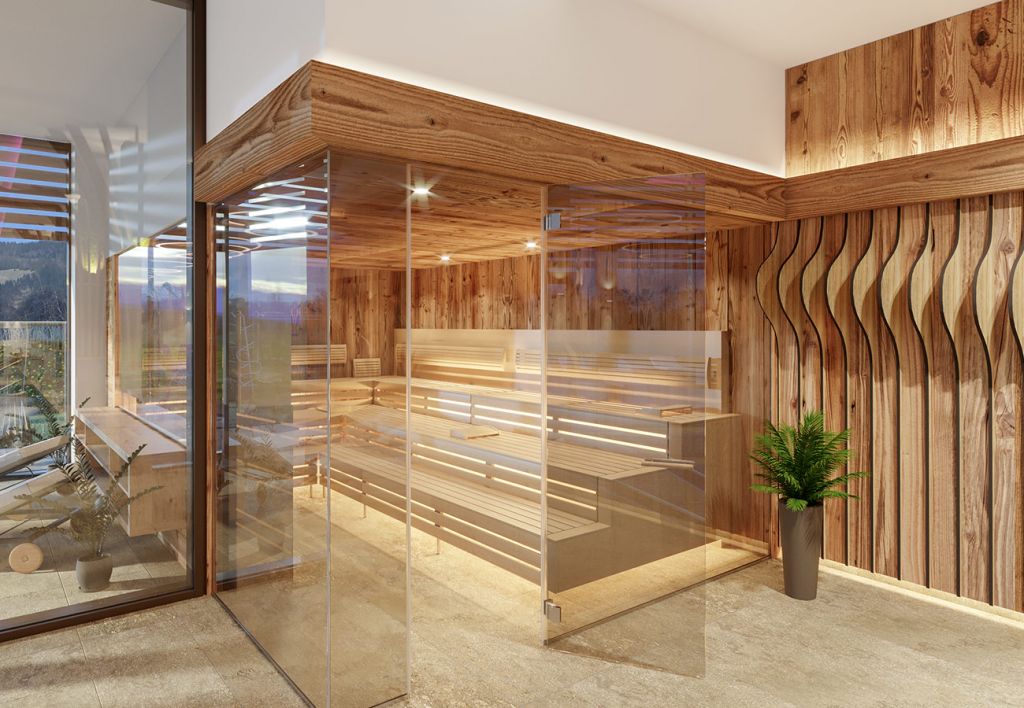 Finnische Sauna - Die Textilsauna befindet sich ebenfalls im Erdgeschoss. Einige andere Saunen, wie zum Beispiel die Event-Sauna mit 90°C sind im Erwachsenenbereich im 1. Obergeschoss untergebracht. - © Der Postwirt in Söll Finnische Sauna - Die Textilsauna befindet sich ebenfalls im Erdgeschoss. Einige andere Saunen, wie zum Beispiel die Event-Sauna mit 90°C sind im Erwachsenenbereich im 1. Obergeschoss untergebracht. - © Der Postwirt in Söll