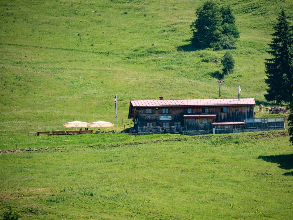 Gundalpe - Auf etwa einem Drittel der Strecke liegt die Gundalpe Oberjoch. - © alpintreff.de / christian schön