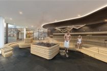 Sauna Silvretta Therme - Mehr als 1.500 m² Saunabereich bietet die Silvretta Therme mit zwei Dampfbädern, Eventsauna, Bergkräutersauna, Panoramasauna, Zollhüttensauna, Bio-Zirbensauna, Außenbecken, zwei Tauchbecken, Kneippanlage, Infrarotkabinen, Schneegrotte, Saunagarten, diverse Loungebereiche, Massagen und verschiedenen Ruheräumen. • © TVB Paznaun-Ischgl