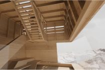 Aussichtsturm Ski Juwel Alpbachtal Wildschönau - Die Stube ist windgeschützt, aber nicht beheizt. Die Besucher können sich dort kurz ausruhen und die Aussicht genießen.  • © Snøhetta Studio Innsbruck
