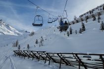 Alte Velilleckbahn - Ischgl im Paznauntal - Bis zu 1.400 Personen konnte der Doppelsessellift pro Stunde ins Skigebiet befördern. • © Archiv TVB Paznaun-Ischgl